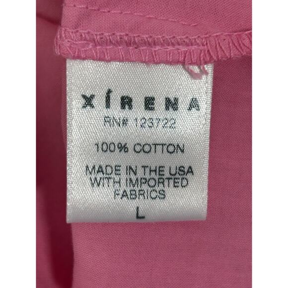Xirena Jules Cotton Poplin Top Size Large Pink Short Puff Sleeve Ruffle Blouse - Picture 5 of 9